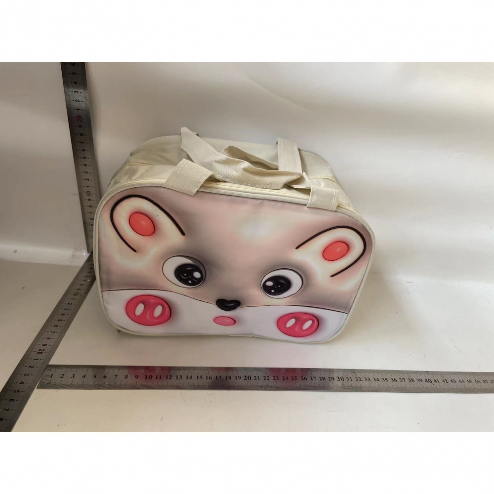 Geantă frigorifică, cu desene animat 3d, portabilă pentru copii, de prânz, din pânză oxford, 27.5x18x20 cm, model soricel, bej [2]