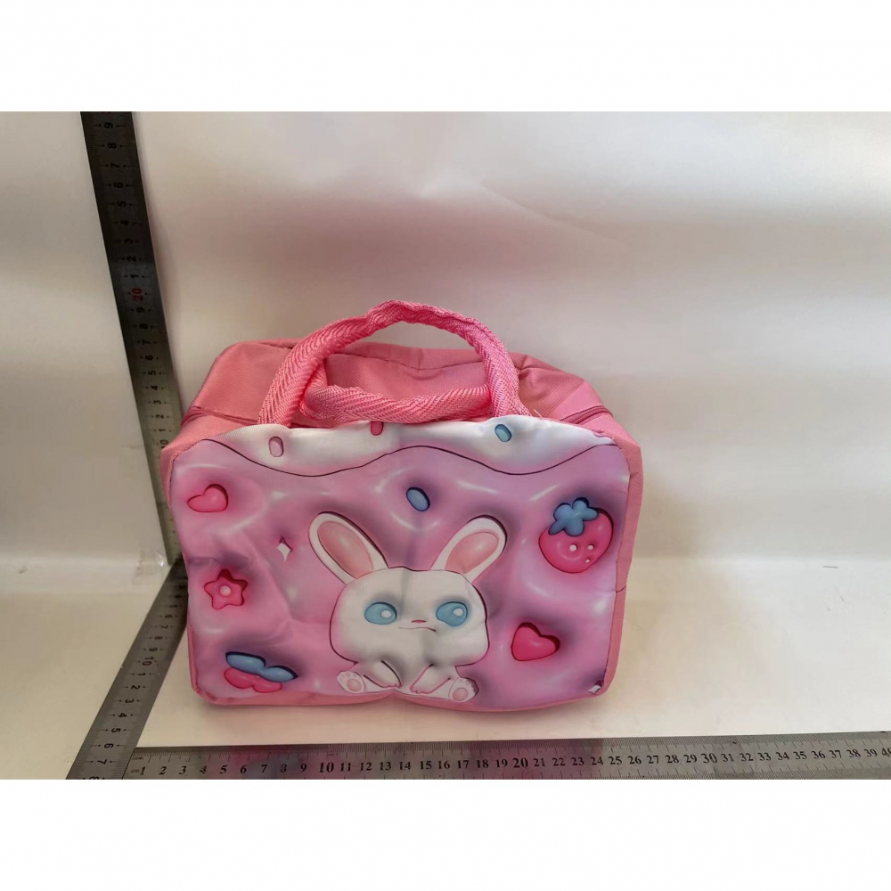 Geantă frigorifică, cu desene animate 3d, portabilă pentru copii, de prânz, din pânză oxford, 23x13x19 cm, model iepuras, roz [2]