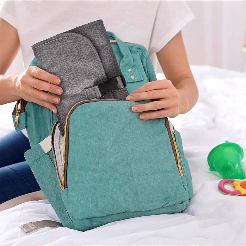 Geanta multifunctionala, tip aleza de schimbat scutece, impermeabila, din panza oxford, cu buzunare, usor de agatat, 30 x 20 cm, gri [5]