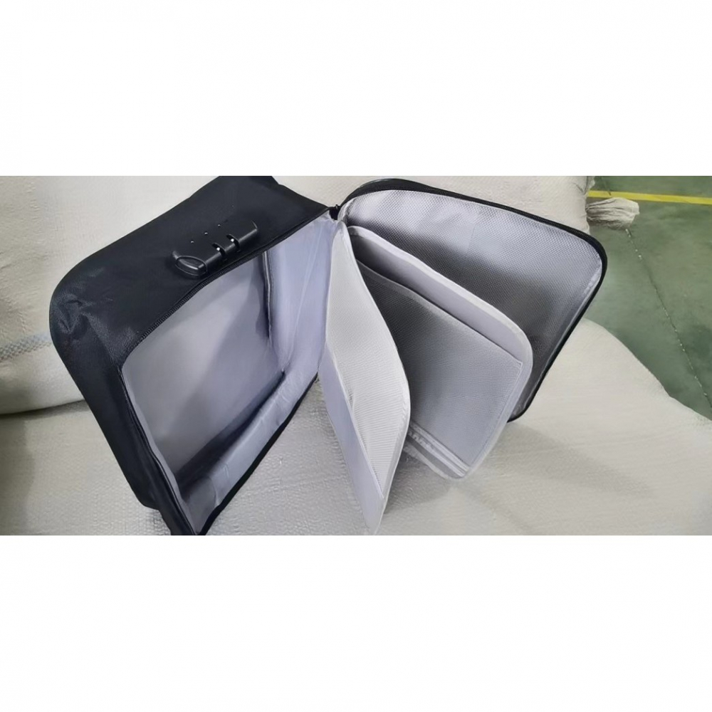 Geanta  pentru depozitare acte si documente, facturi, carduri, cu cod de securitate, 2 compartimente, impermeabila, 37 x 10.5 x 27 cm, albastru marin [10]