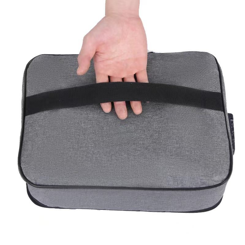 Geanta  pentru depozitare acte si documente, facturi, carduri, cu cod de securitate, 2 compartimente, impermeabila, 37 x 10.5 x 27 cm, gri [11]