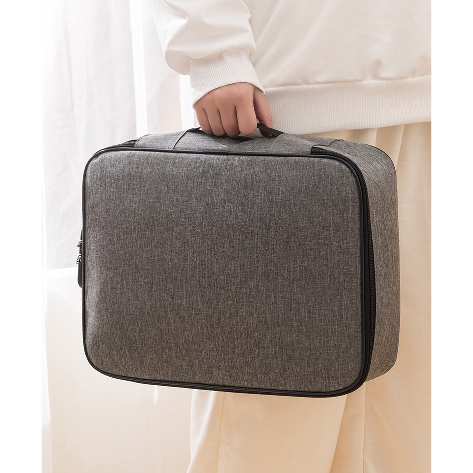 Geanta  pentru depozitare acte si documente, facturi, carduri, cu cod de securitate, 2 compartimente, impermeabila, 37 x 10.5 x 27 cm, gri [10]