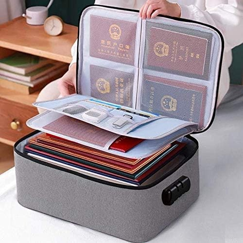 Geanta  pentru depozitare acte si documente, facturi, carduri, cu cod de securitate, 3 compartimente, impermeabila, 37 x 10.5 x 27 cm, gri [6]