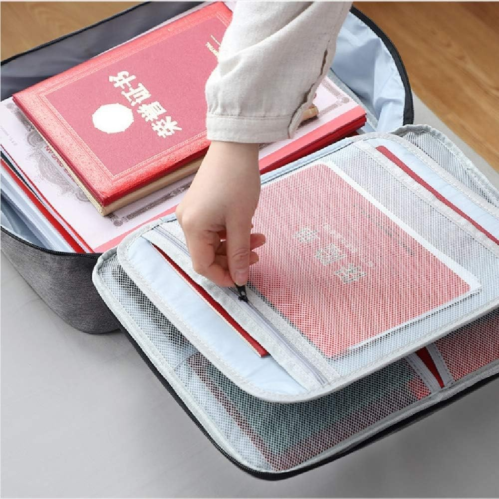 Geanta  pentru depozitare acte si documente, facturi, carduri, cu cod de securitate, 5 compartimente, impermeabila, 37 x 20 x 27 cm, albastru [3]