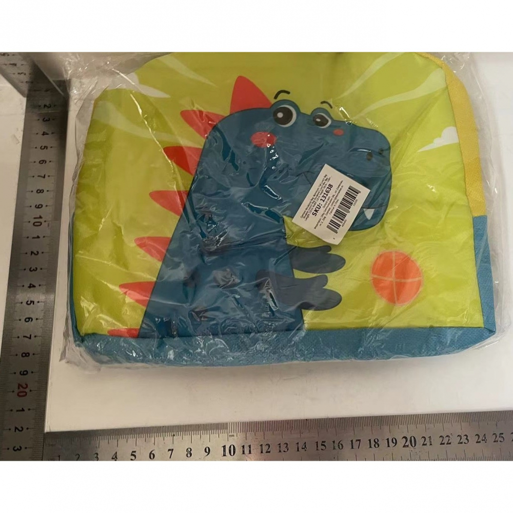 Geanta termoizolanta pentru copii, 23x13x19 cm, model imprimeu dinozaur, din folie de aluminiu si panza oxford, albastru/galben [2]
