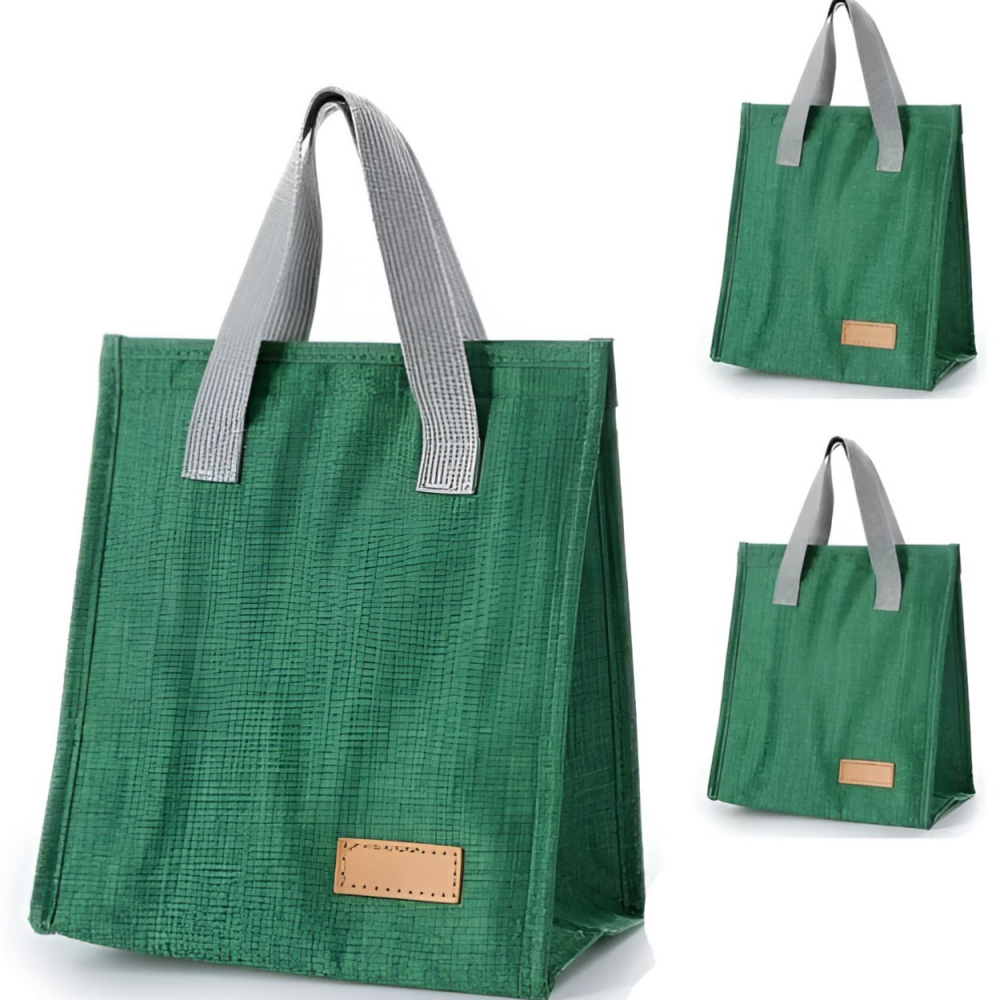 Geanta termoizolanta tip bento bag  camping cooler, aluminiu, 22.5x13x25,5 cm, 3.3 l, verde [3]