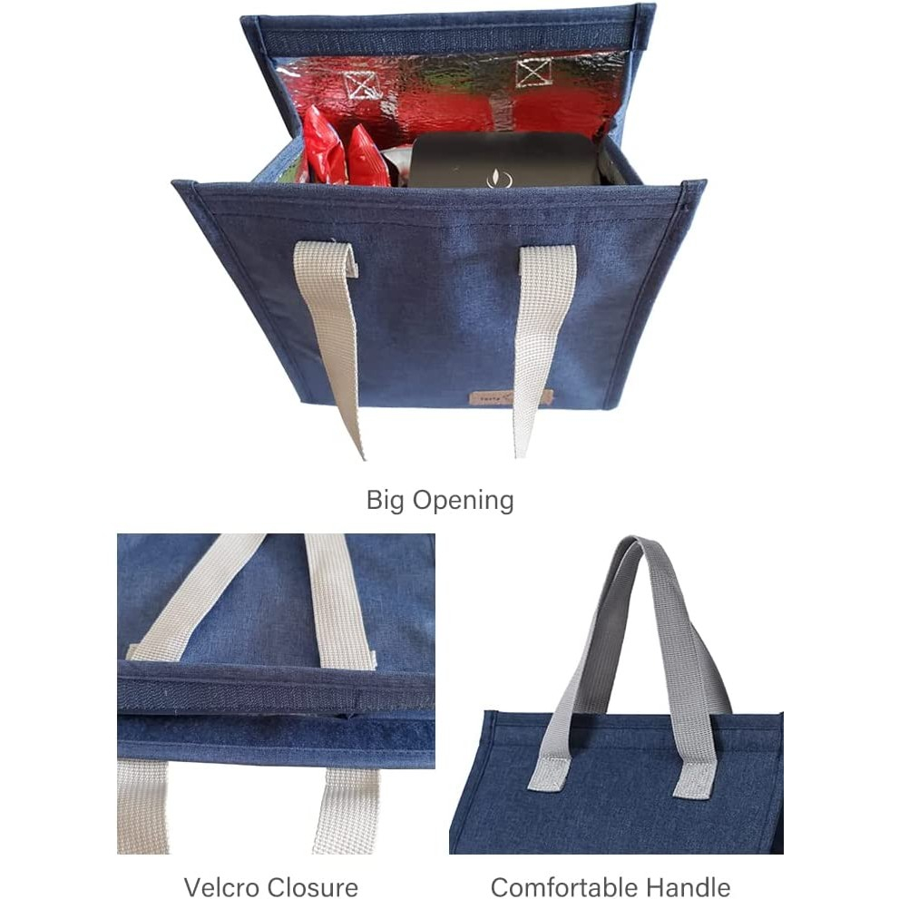 Geanta termoizolanta tip bento bag  camping cooler bag, aluminiu, 22.5 x 13 cm, 3.3 l, albastru [2]
