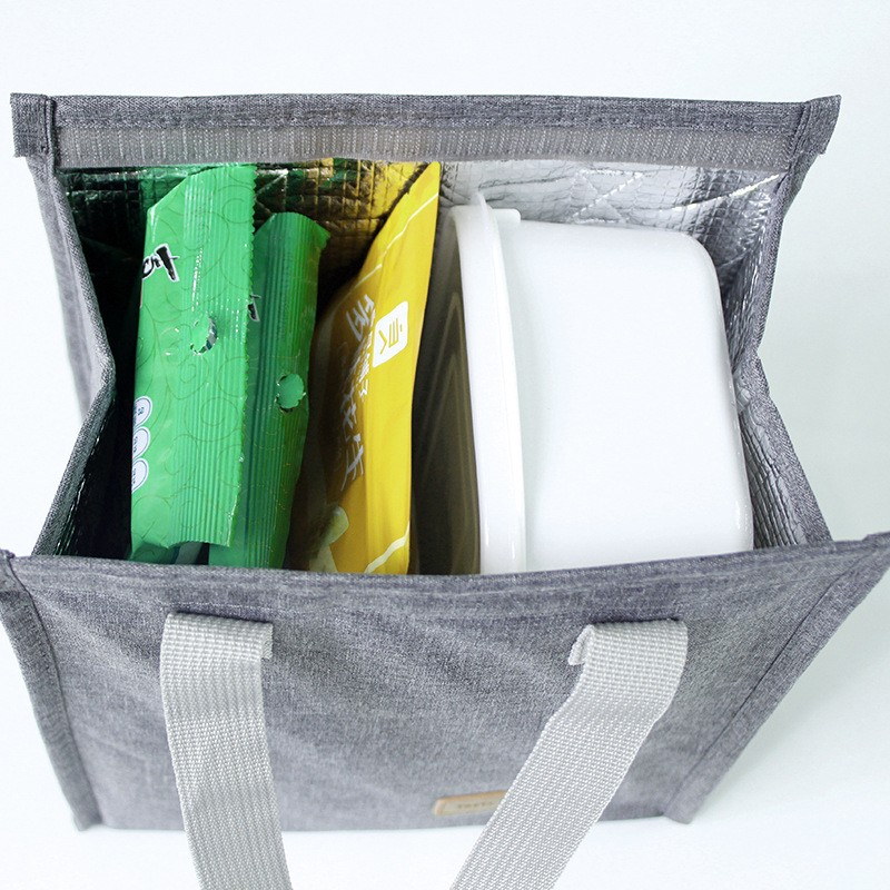 Geanta termoizolanta tip bento bag  camping cooler bag, aluminiu, 22.5 x 13 cm, 3.3 l, gri [4]