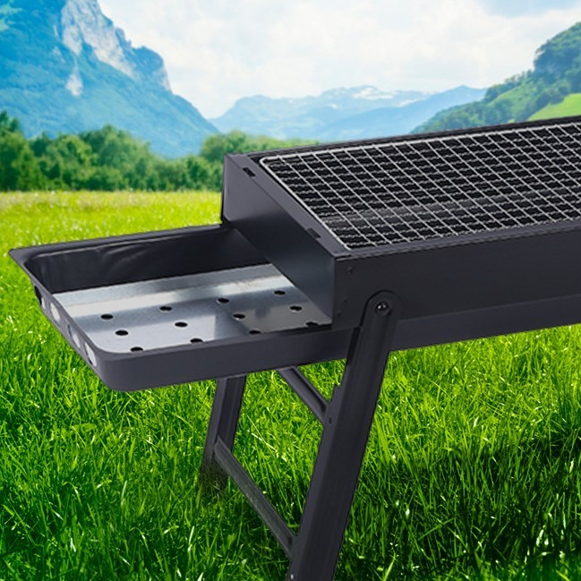 Gratar portabil, confectionat din metal, pentru picnic, gradina, terasa, camping, dimensiuni reduse, 60x22x23 cm, negru [3]