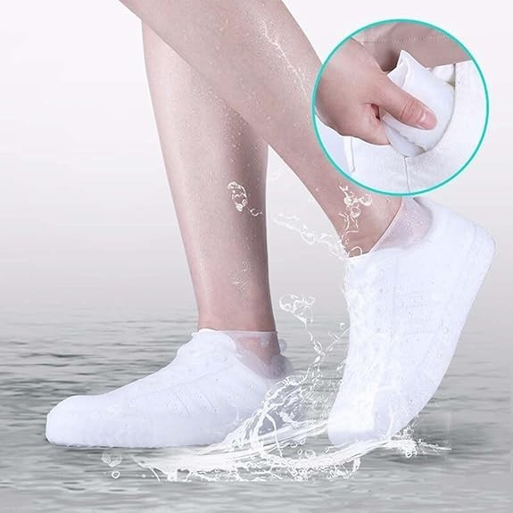Husa incaltaminte, impermeabila, antiderapanta, din latex, 13 x 13 x 2 cm, marime l 41-47 cm, alb [2]