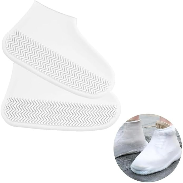 Husa incaltaminte, impermeabila, antiderapanta, din latex, 13 x 13 x 2 cm, marime m 34-40 cm, alb [4]