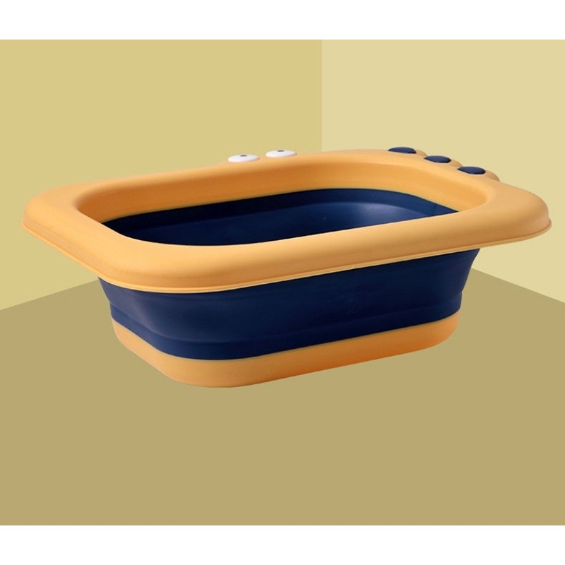 Lavoar pliabil, pentru copii, din pp/tpe, portabil, model crocodil, 30x24.5x9 cm, galben/albastru [5]