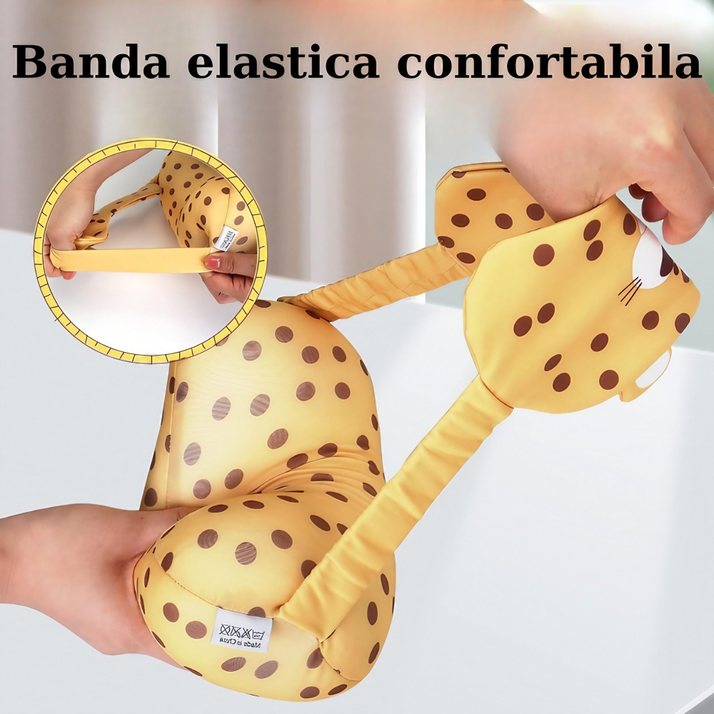 Masca de dormit, 2 in 1, cu tetiera, din particule de spuma si bumbac, model leopard ,portocaliu [14]