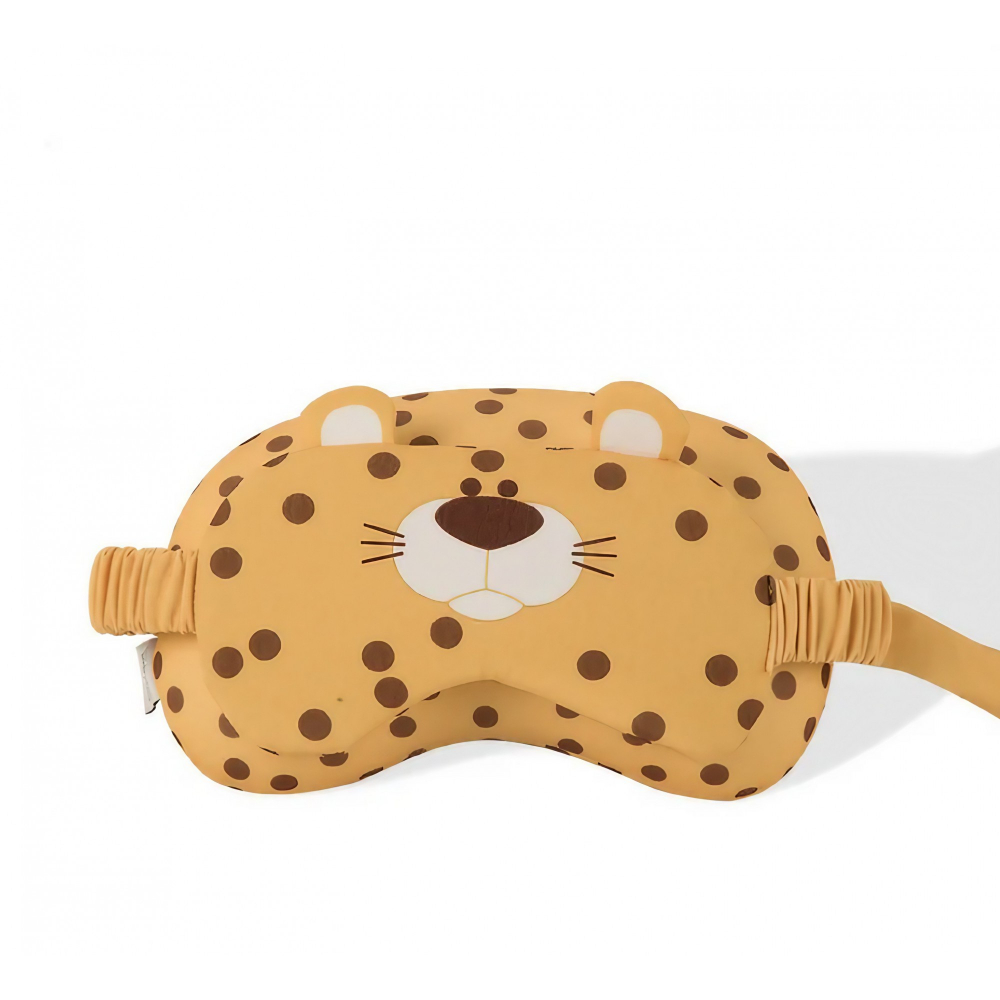Masca de dormit, 2 in 1, cu tetiera, din particule de spuma si bumbac, model leopard ,portocaliu [10]