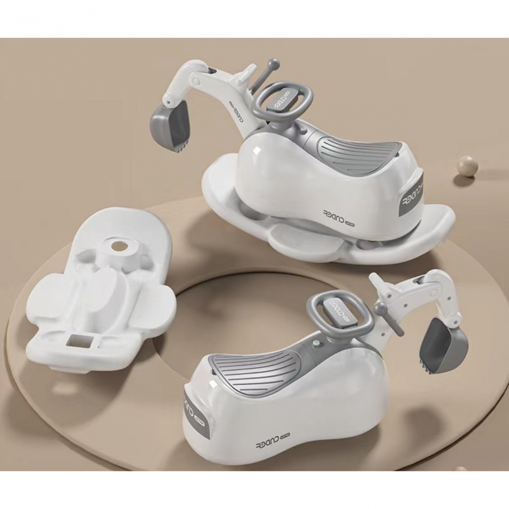 Masina 3 in 1, 1-3 ani, tip excavator/balansoar/masina yo yo, din plastic, 4 roti silentioase, 71.5 x 34 x 39 cm, alb [4]