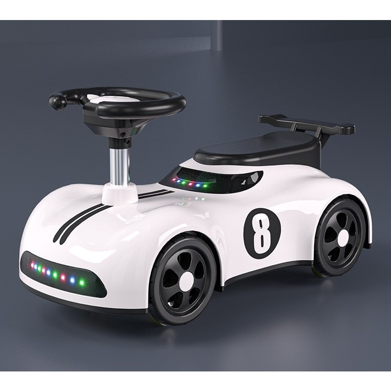 Masina pentru copii, 1-3 ani, impingere, bluetooth, muzica, din abs, 4 roti, inaltime sezut 22 cm, alb [2]