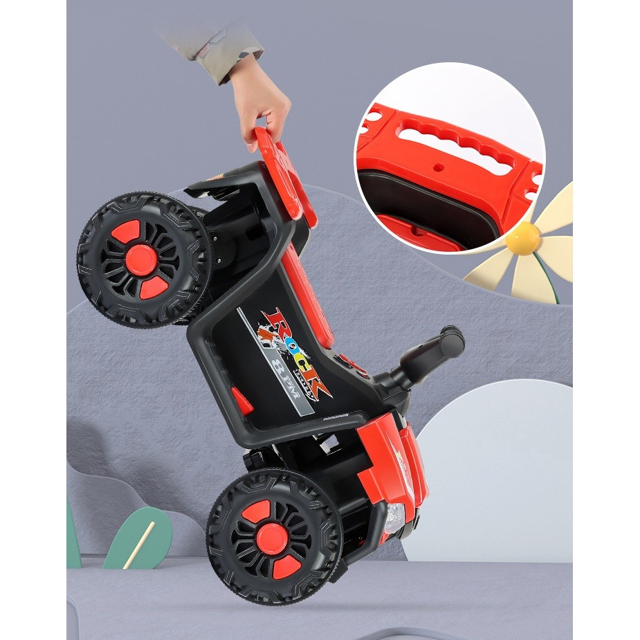Masinuta electrica  pe 4 roti, tip atv, cu acumulator, sistem anti-rasturnare, sistem de lumini si sunet, 2-5 ani, 70 x 43 x 48 cm, rosu [4]