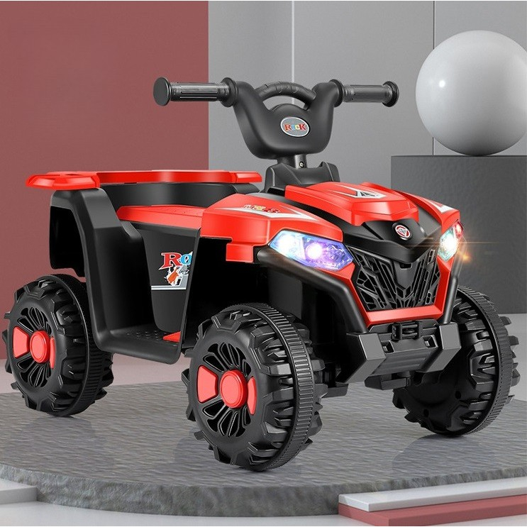 Masinuta electrica  pe 4 roti, tip atv, cu acumulator, sistem anti-rasturnare, sistem de lumini si sunet, 2-5 ani, 70 x 43 x 48 cm, rosu [9]