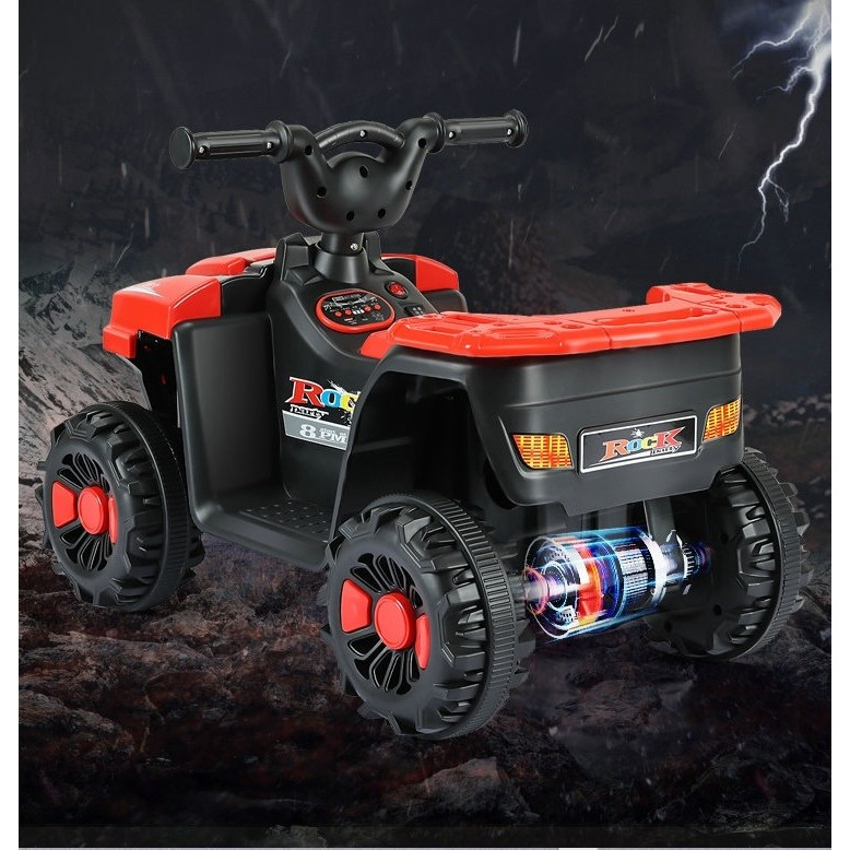 Masinuta electrica  pe 4 roti, tip atv, cu acumulator, sistem anti-rasturnare, sistem de lumini si sunet, 2-5 ani, 70 x 43 x 48 cm, rosu [5]