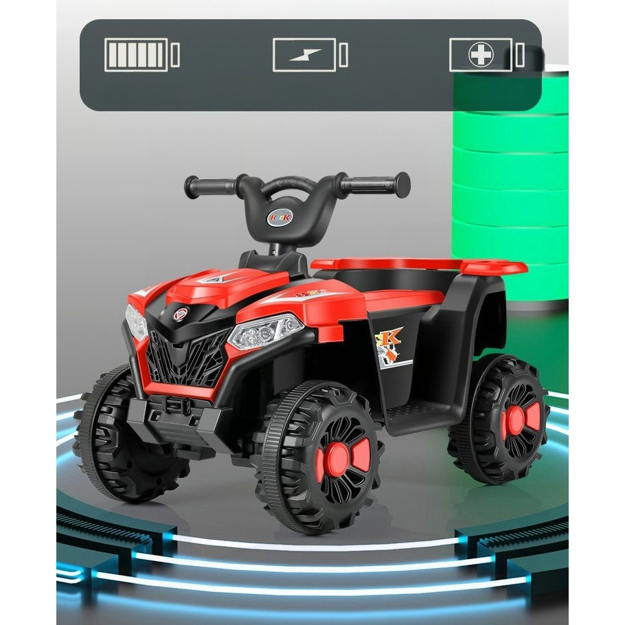 Masinuta electrica  pe 4 roti, tip atv, cu acumulator, sistem anti-rasturnare, sistem de lumini si sunet, 2-5 ani, 70 x 43 x 48 cm, rosu [12]
