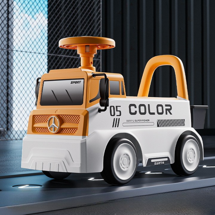 Mașinuță pentru copii, 3 ani, model camion, sport, claxon, cutie depozitare, 62x26x40 cm, portocaliu [2]