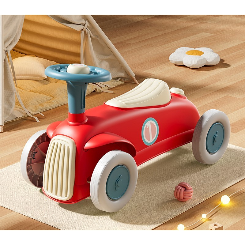 Masinuta ride-on  cu sistem anti-rasturnare, claxon pe volan, 1-6 ani, 60 x 28 x 34 cm, rosu-crem [2]