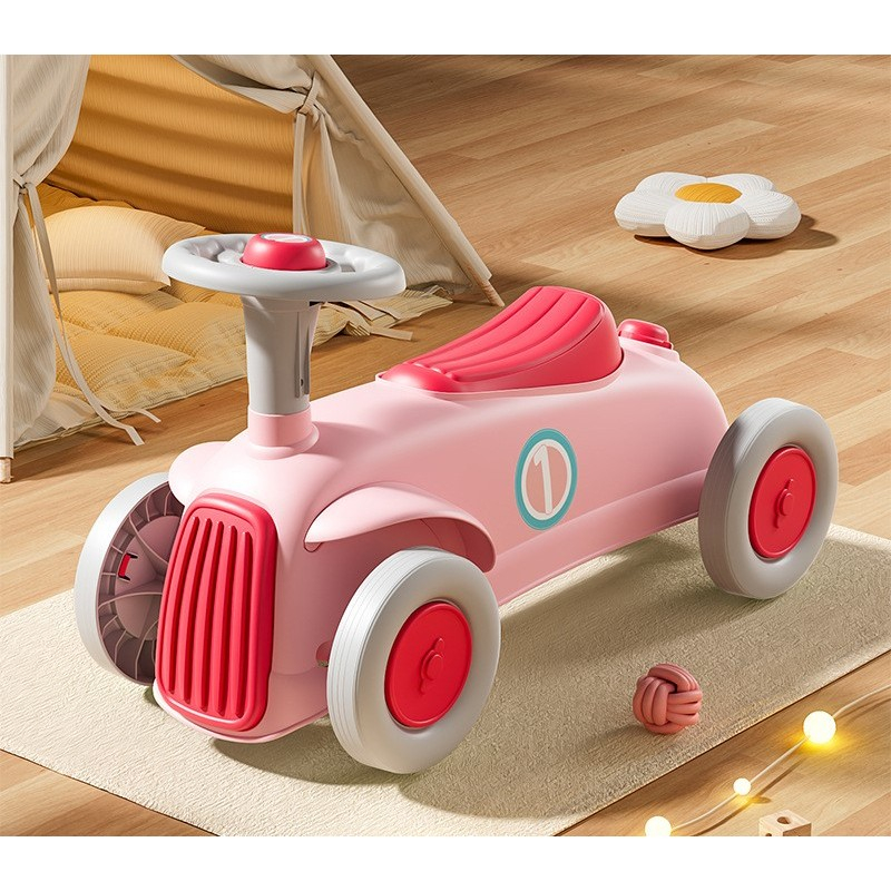 Masinuta ride-on  cu sistem anti-rasturnare, claxon pe volan, 1-6 ani, 60 x 28 x 34 cm, roz [2]