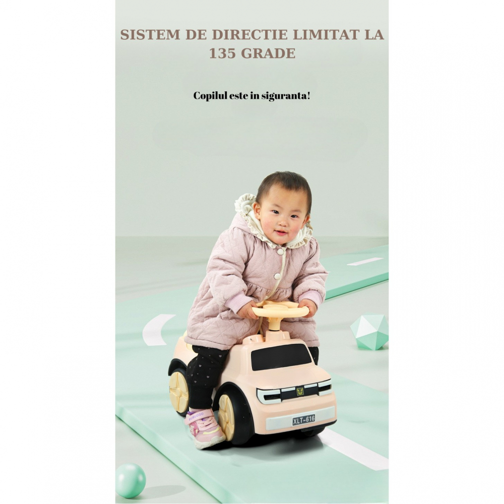 Masinuta ride-on  cu sistem anti-rasturnare, sistem de lumini si muzica, cutie de depozitare, 1-6 ani, 58 x 28 x 37 cm, maro [9]