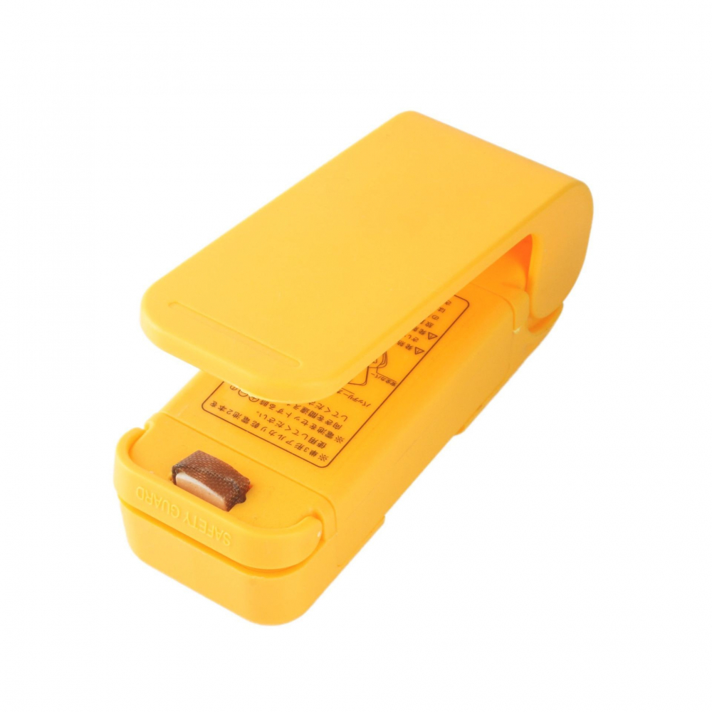 Mini aparat de sigilat pungi cu baterii, etansare prin caldura, spate magnetic, portabil, 9.7x3 cm, galben [1]