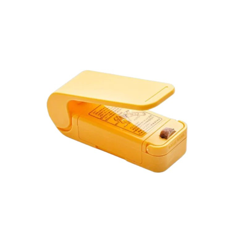 Mini aparat de sigilat pungi cu baterii, etansare prin caldura, spate magnetic, portabil, 9.7x3 cm, galben [3]