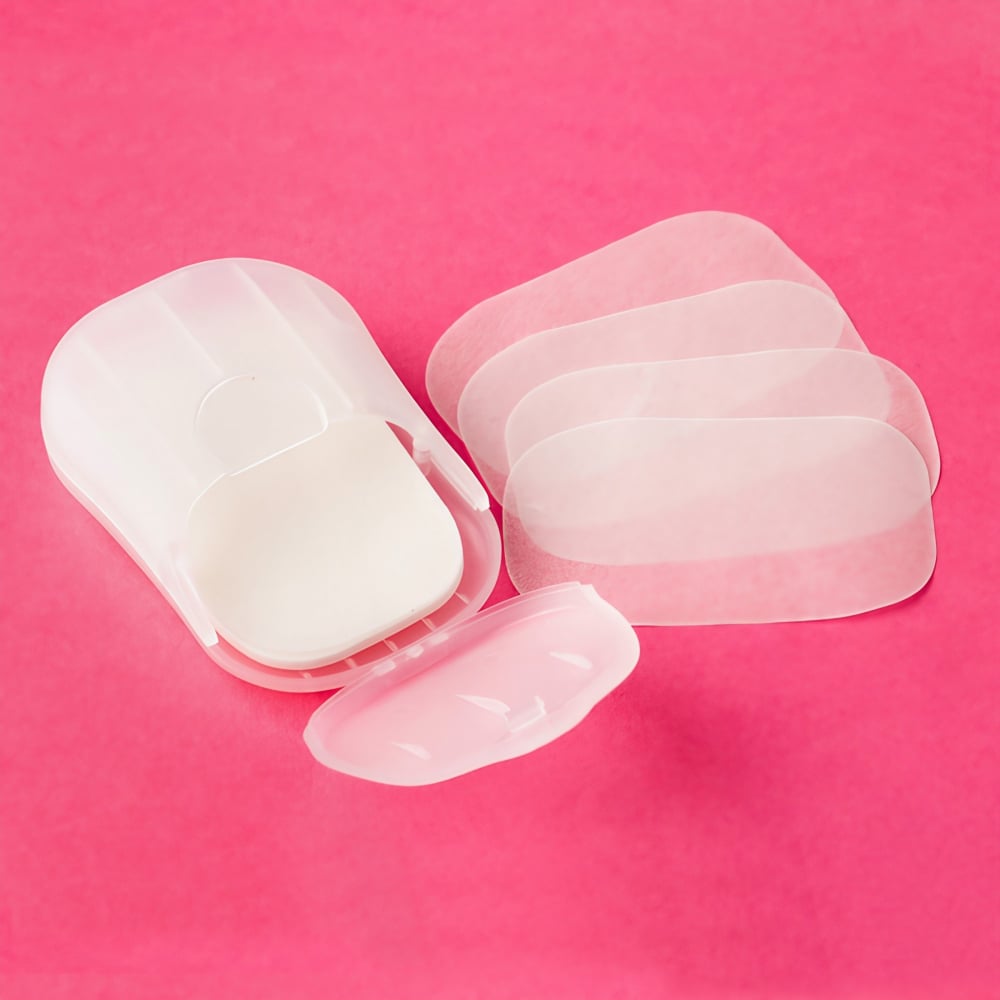 Mini cutie de sapun din hartie, de unica folosinta, portabila, potrivit pentru calatorii, 20 buc, alb [7]