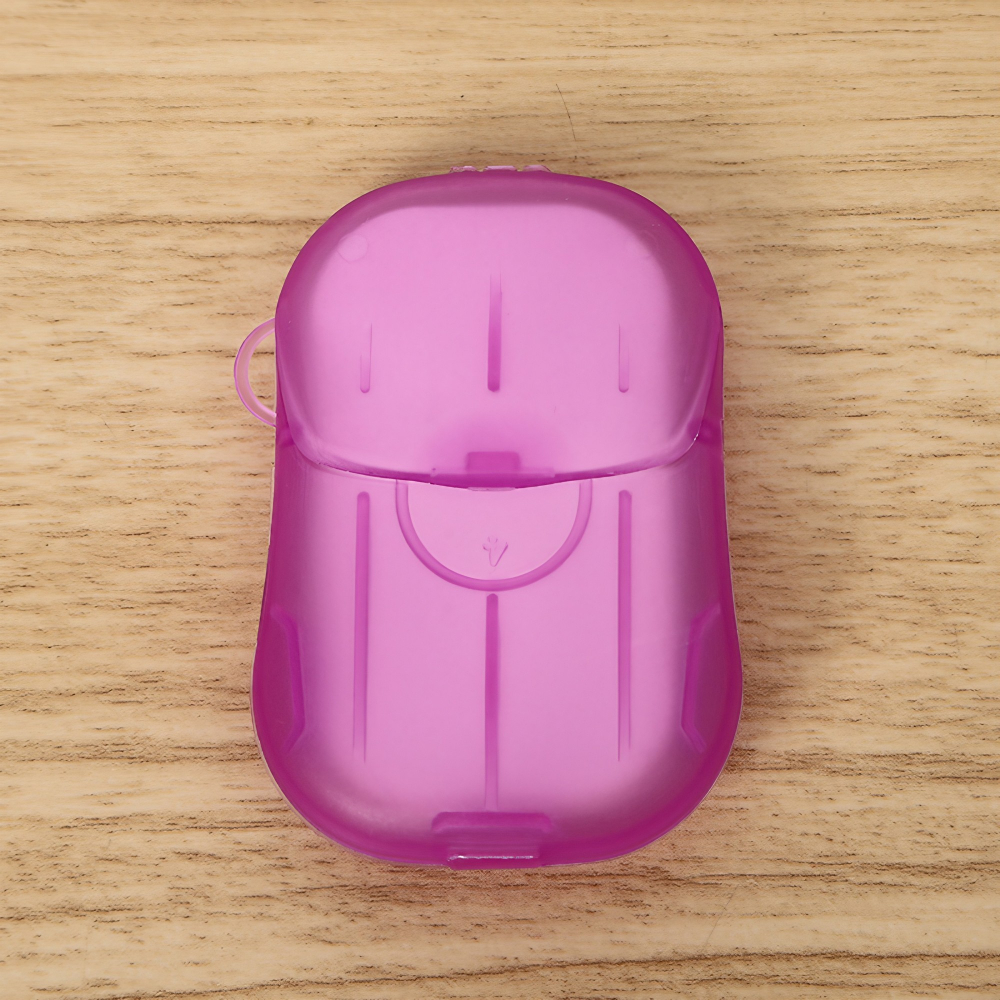 Mini cutie de sapun din hartie, de unica folosinta, portabila, potrivit pentru calatorii, 20 buc, roz [3]