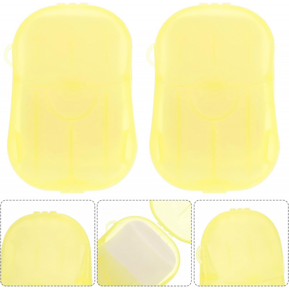 Mini cutie de sapun din hartie, de unica folosinta, portabila, potrivit pentru calatorii, 20 foite, galben [3]