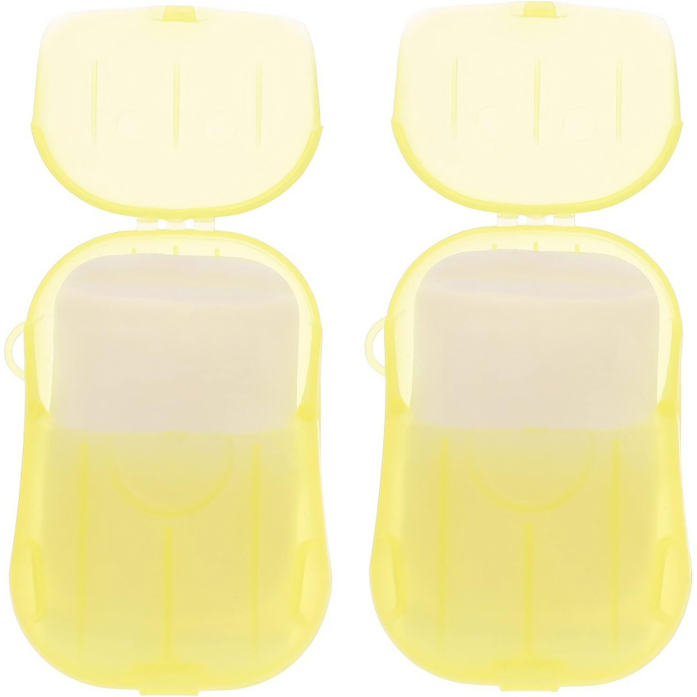 Mini cutie de sapun din hartie, de unica folosinta, portabila, potrivit pentru calatorii, 20 foite, galben [2]