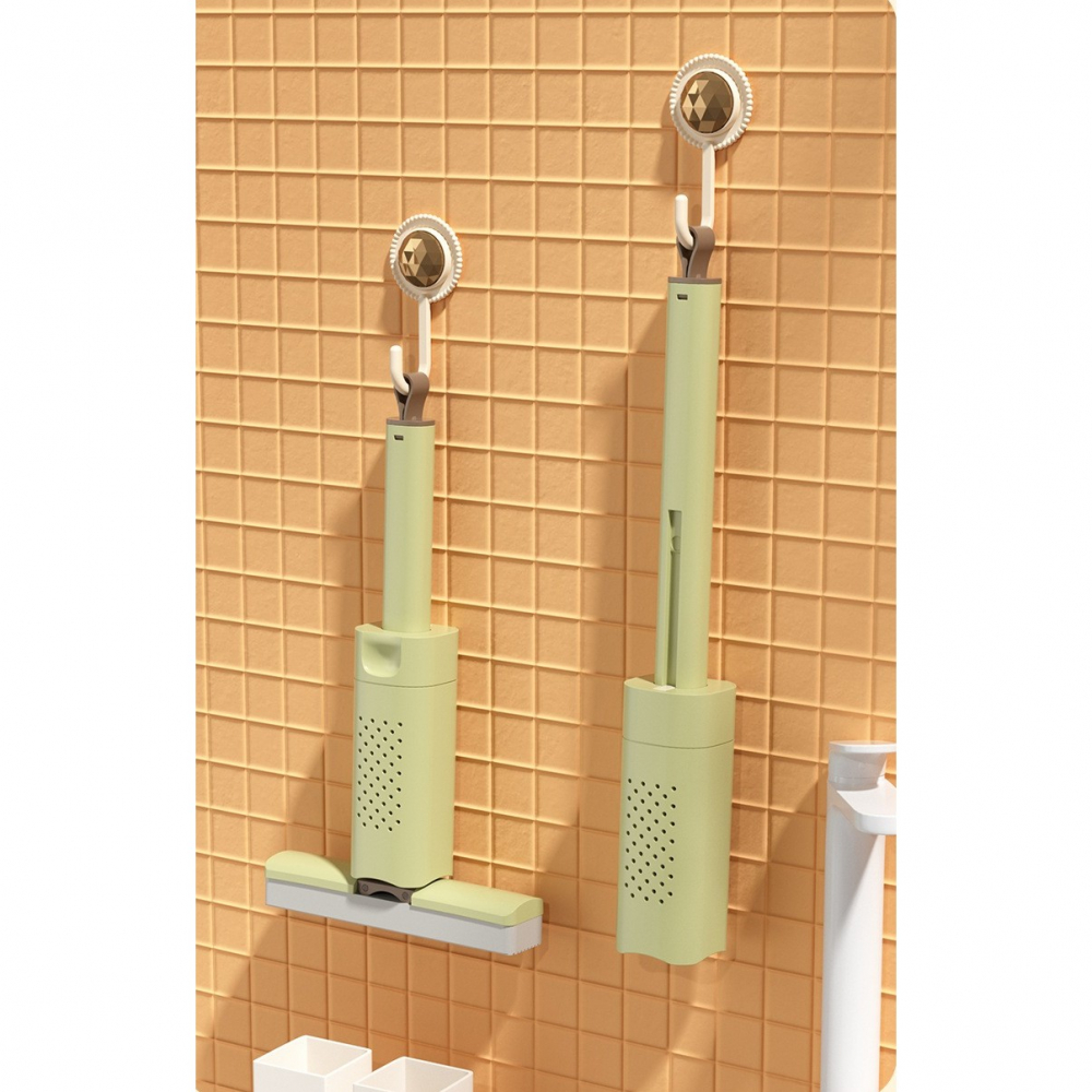 Mini mop, pentru uz casnic, sistem autostoarcere, portabil, mop cu burete, rotire 180°,15 x 27.5 cm, verde [7]