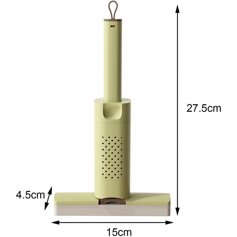 Mini mop, pentru uz casnic, sistem autostoarcere, portabil, mop cu burete, rotire 180°,15 x 27.5 cm, verde [8]