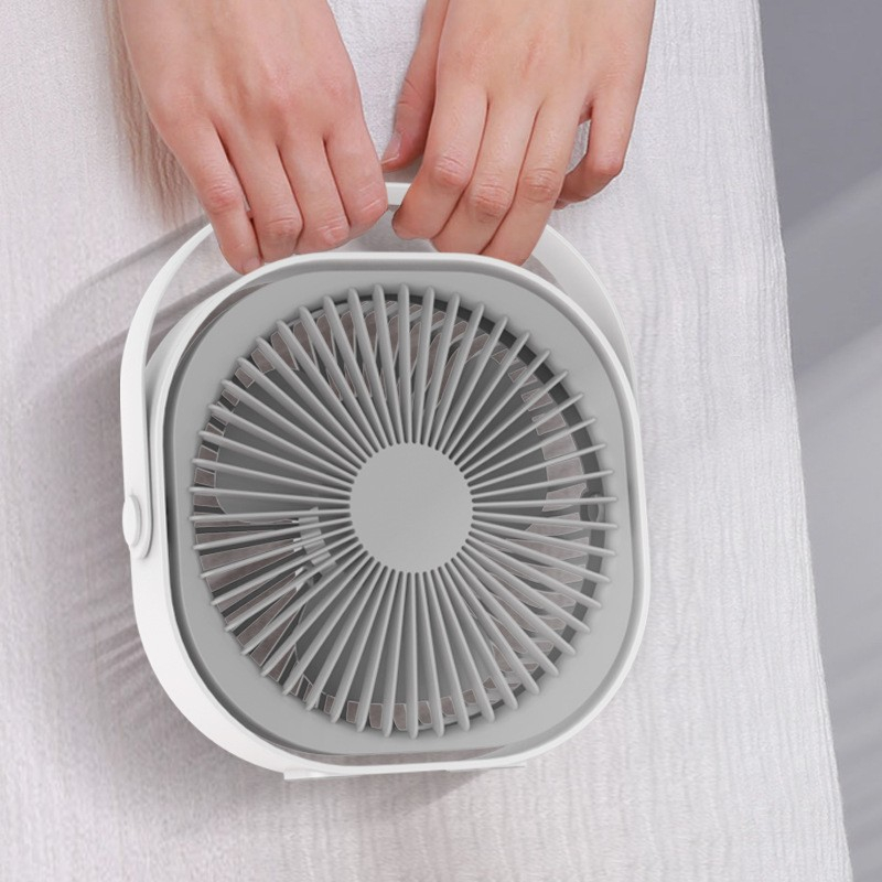 Mini ventilator pentru birou cu usb, rotire 360 grade, 3 viteze, 1500 ma, 13.5 x 12,8, alb [7]