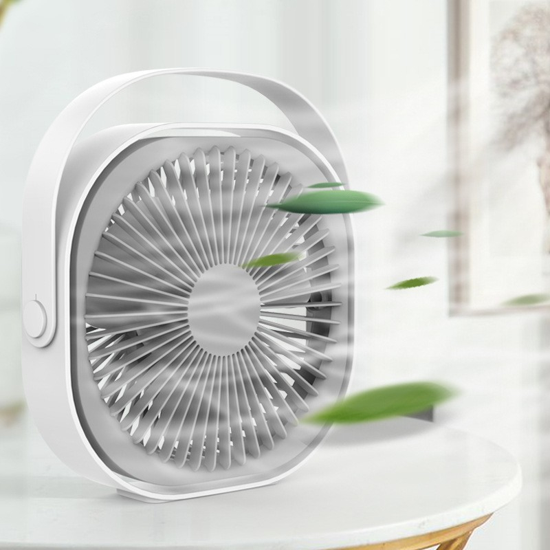 Mini ventilator pentru birou cu usb, rotire 360 grade, 3 viteze, 4000 ma, 13.5 x 12,8, gri [7]