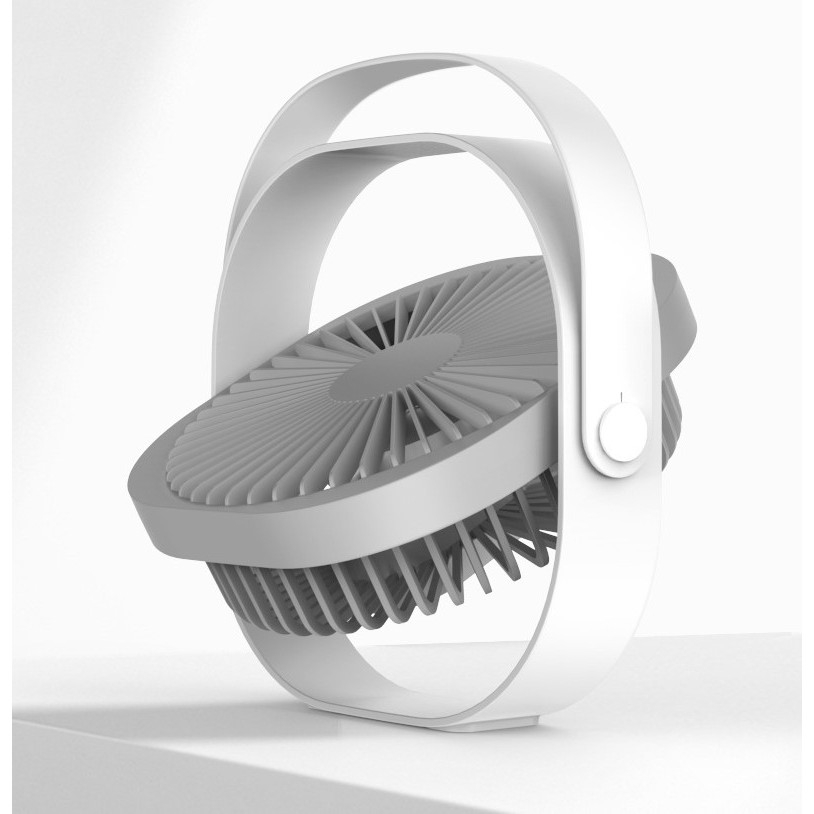 Mini ventilator pentru birou cu usb, rotire 360 grade, 3 viteze, 4000 ma, 13.5 x 12,8, gri [8]