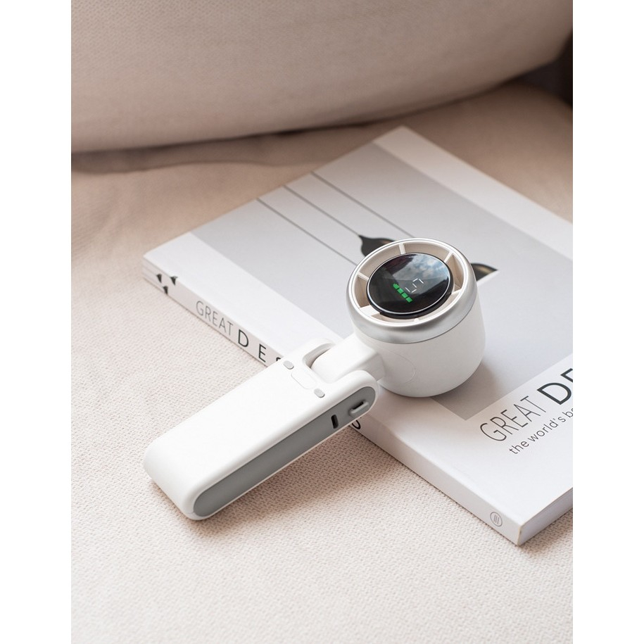 Mini ventilator portabil, 5 trepte de viteza, afisaj digital, incarcare usb, 5v, 2a, 5.95 x 5.2 x 17.2 cm, alb [5]