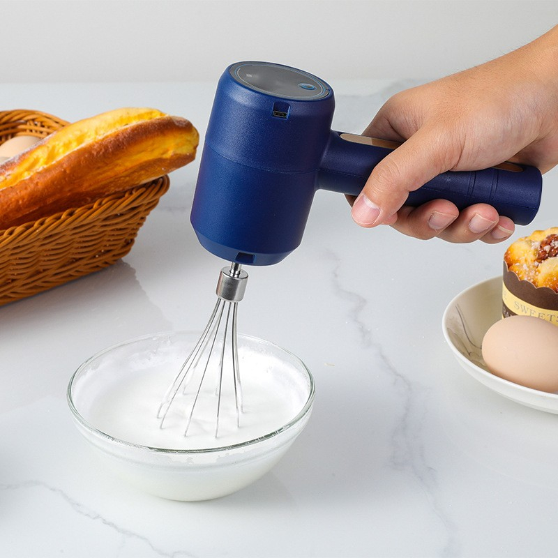 Mixer electric fara fir, pentru uz casnic, pentru oua smantana frisca, maner plastic, usor de utilizat si depozitat, 3 accesorii, albastru inchis [4]