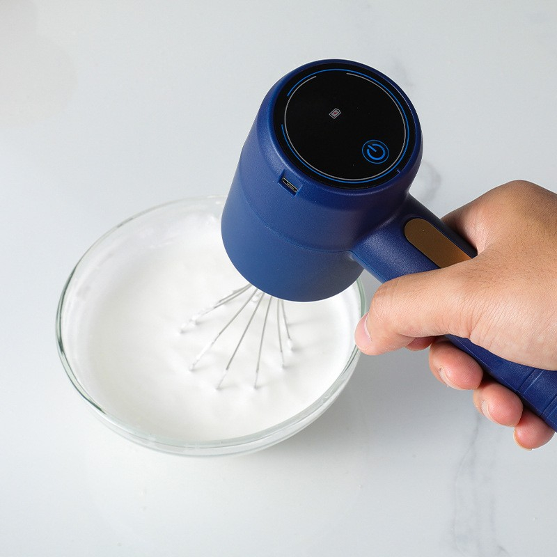 Mixer electric fara fir, pentru uz casnic, pentru oua smantana frisca, maner plastic, usor de utilizat si depozitat, 3 accesorii, albastru inchis [2]