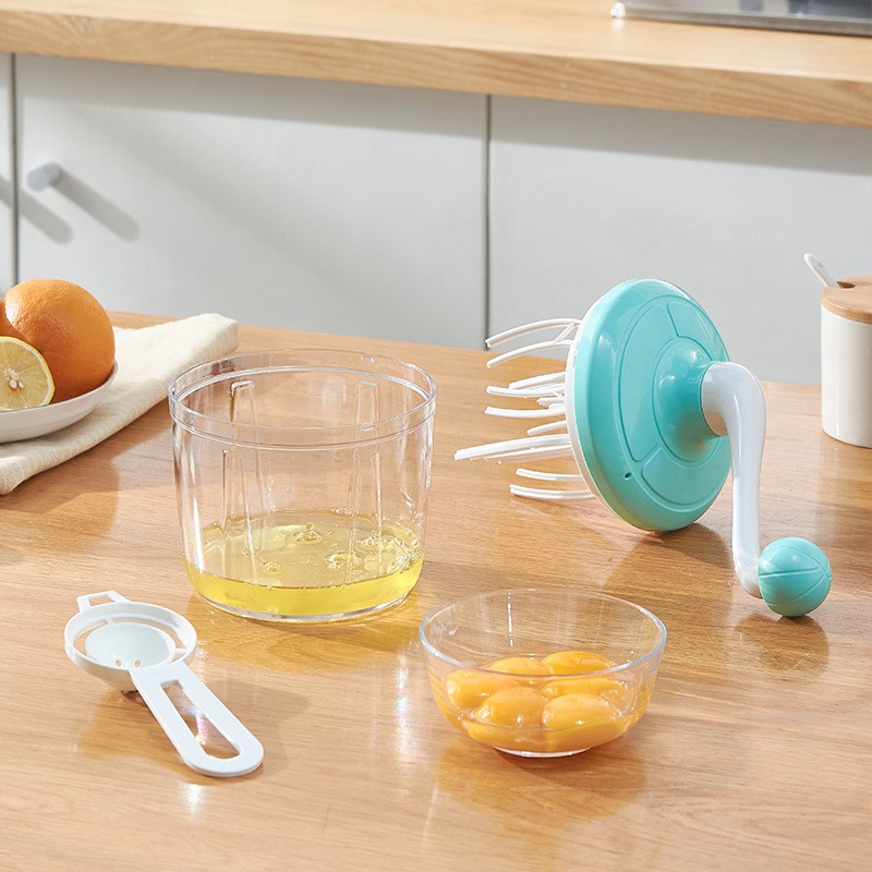 Mixer manual, pentru oua smantana frisca aluat, maner plastic, usor de utilizat si depozitat, bol transparent, 24.5 x 11.5 cm verde [4]