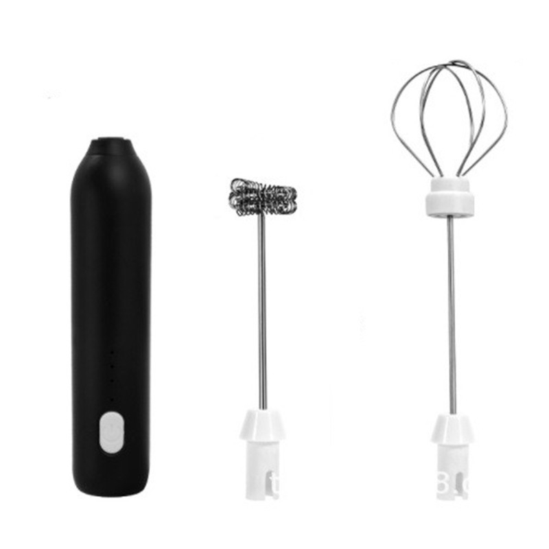 Mixer spuma lapte, electric cu incarcare usb, bauturi calde/reci, maner izolat termic, otel inoxidabil, pentru latte, ciocolata calda, cappuccino, frappe, usor de folosit, 2 accesorii, negru [1]