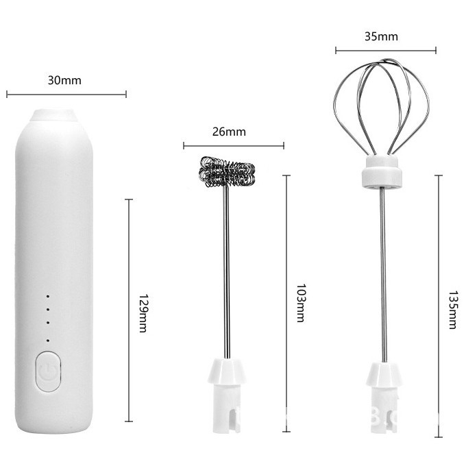 Mixer spuma lapte, electric cu incarcare usb, bauturi calde/reci, maner izolat termic, otel inoxidabil, pentru latte, ciocolata calda, cappuccino, frappe, usor de folosit, 2 accesorii, alb [2]