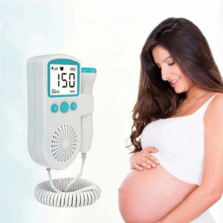 Monitor fetal doppler, monitorizare sarcina, ritm cardiac, ecran lcd 4.5 cm, 2 x baterii aa (neincluse), portabil, din abs, 12.8 x 9.6 x 3 cm, utilizare de la 9 saptamani, verde [2]