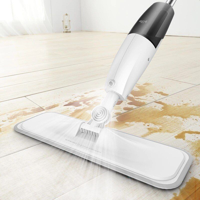 Mop plat, cu pulverizator, pentru uz casnic, plastic, rezerva de mop din microfibra, 125x40 cm, alb/negru [4]