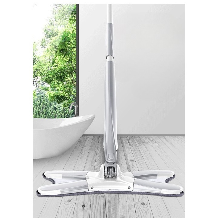 Mop plat, cu sistem de stoarcere, 4 lavete incluse, lungime telescopica 140 cm, argintiu [8]