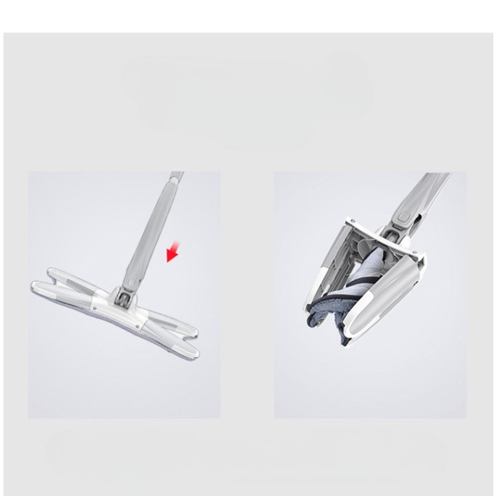 Mop plat, cu sistem de stoarcere, 4 lavete incluse, lungime telescopica 140 cm, argintiu [11]