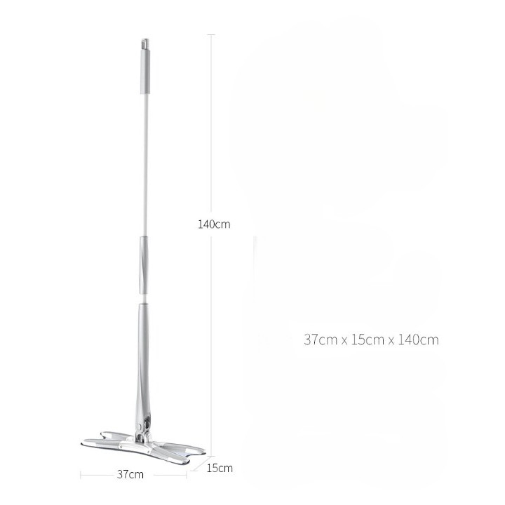 Mop plat, cu sistem de stoarcere, 4 lavete incluse, lungime telescopica 140 cm, argintiu [12]